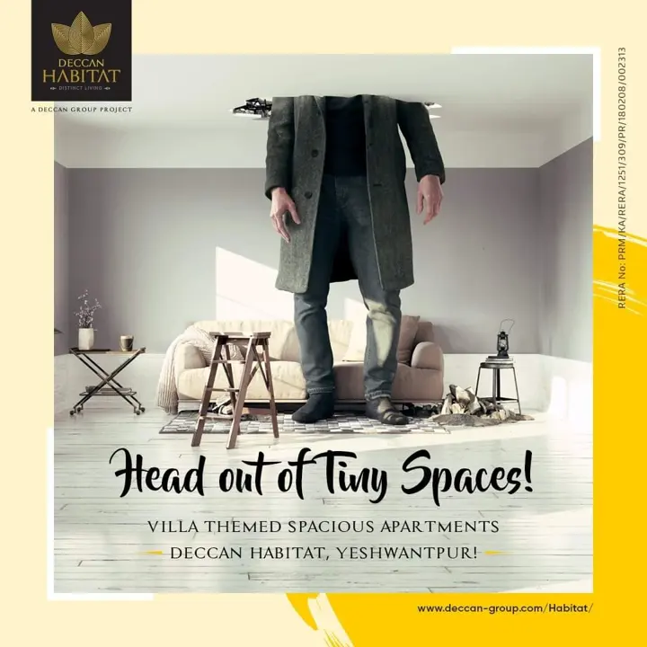 A man whose head is out of frame of a tiny room: “Head out of tiny spaces.”