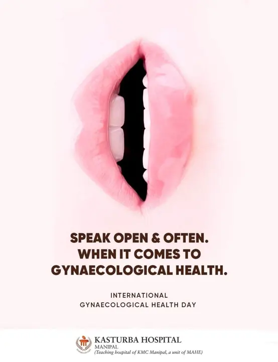 Social creative: a pink abstract form, “Speak open & often when it comes to gynaecological health.”