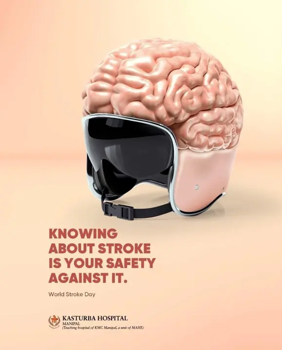 A helmet that looks like a brain: “Knowing about stroke is your safety against it.”