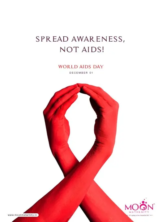 Red hands forming an awareness ribbon: “Spread awareness, not AIDS.”