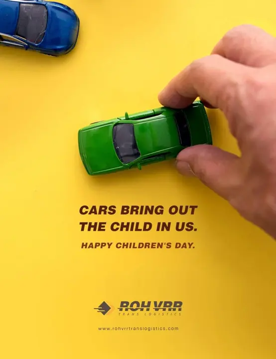 A hand pushing a toy car: “Cars bring out the child in us.”