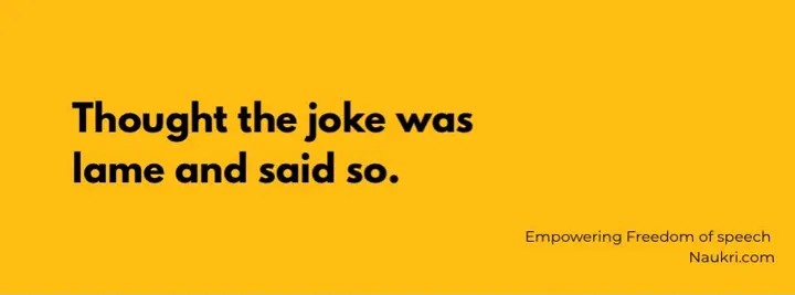 Yellow banner: “Thought the joke was lame and said so.”