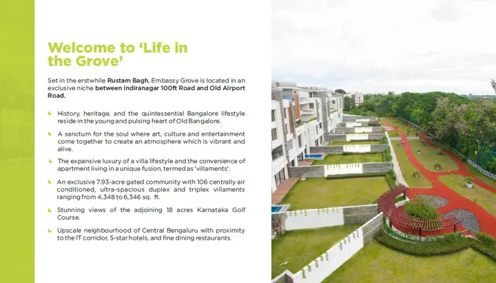Embassy Grove brochure spread.